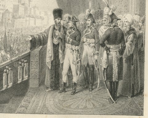 Festival of the Prophet's Birthday, Cairo, Antique Madou Lithograph, 1827, close-up 3
