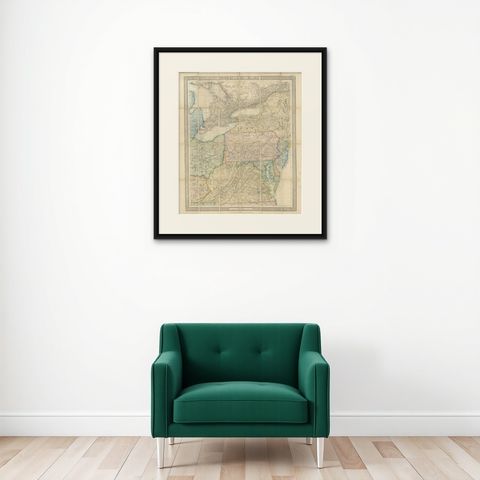 American Civil War “Seat of War” Map, Published Just After Bull Run, 1861, shown framed on a wall