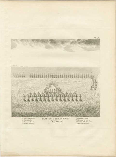 Naval Battle of Ecnomus, First Punic War Fleet Plan, Rollin Atlas, 1818, view 2