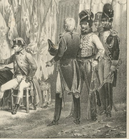 Convention of Alessandria, Melas Yields, Antique Madou Lithograph, 1827, close-up 2