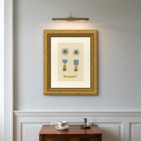 Hanover, Royal Guelphic Order Insignia, Plate XXXVIII, Wood Engraving, 1844, shown framed on a wall