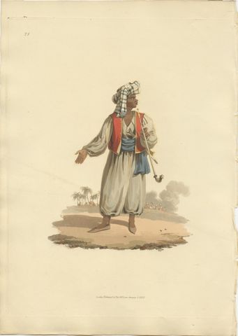 Antique Print of Military Chief of Upper Egypt, Hand-Colored Aquatint, 1818, view 2