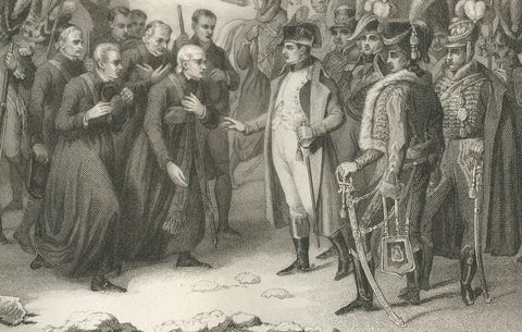 Napoleon Crossing the Great St Bernard Pass, Alpine Campaign Engraving c.1840, close-up 2