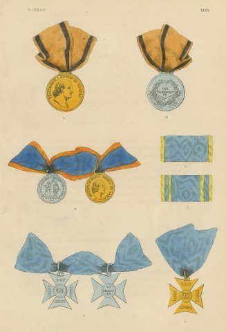 Nassau Medals, Waterloo Medal and Service Crosses, Plate XLIX, 1844