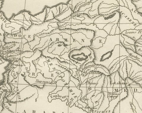 Alexander the Great's Expedition to the Indus, d'Anville Map, 1818, close-up 2