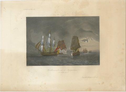 French-British Naval Battle of Negapatam, India, c.1840, view 2