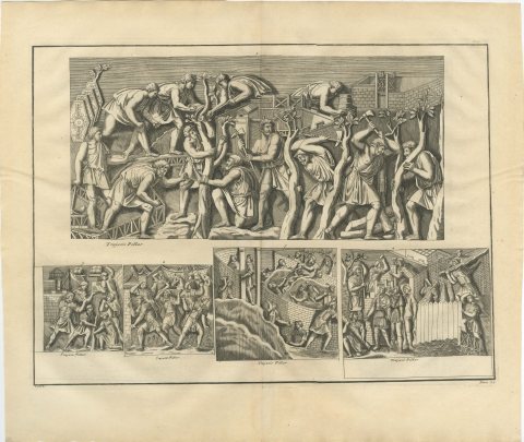 Roman Legionaries Clearing Woodland and Raising Walls, Trajan's Column, 1722, view 2
