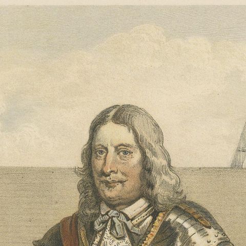 Jan Evertsen, Dutch Admiral in Battle Dress, Hand-Colored Lithograph, ca.1850, close-up 6