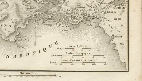 Original Antique Battle Map of Salamis, Ambroise Tardieu, 1821, close-up 1