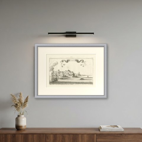 Milazzo (Melazzo), Sicily, Siege of 1718, Antique Engraving, circa 1720, shown framed on a wall