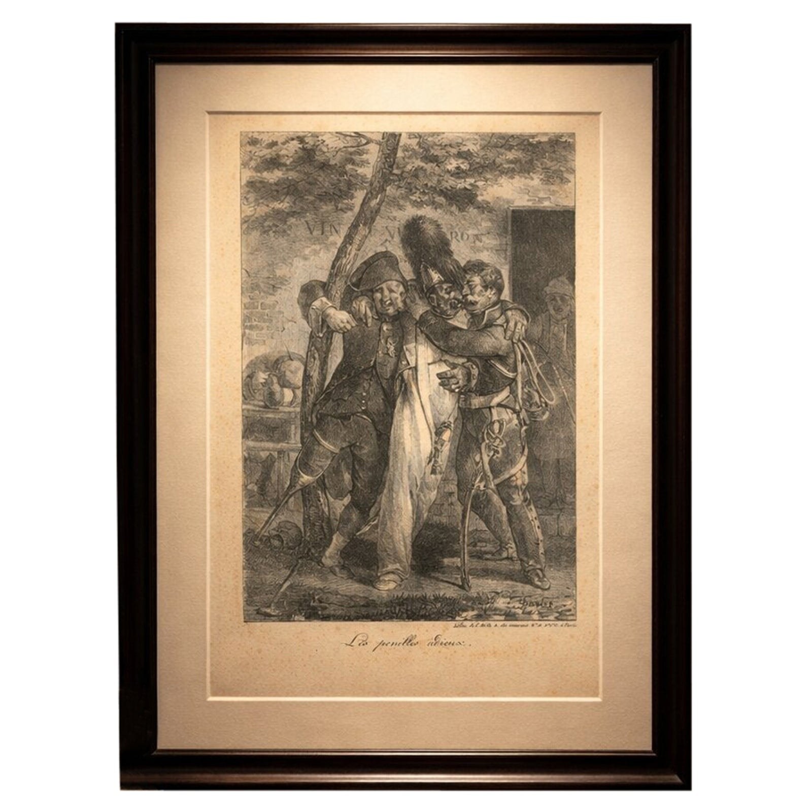 Les pénibles adieux, Charlet Napoleonic Soldiers Lithograph, c.1825