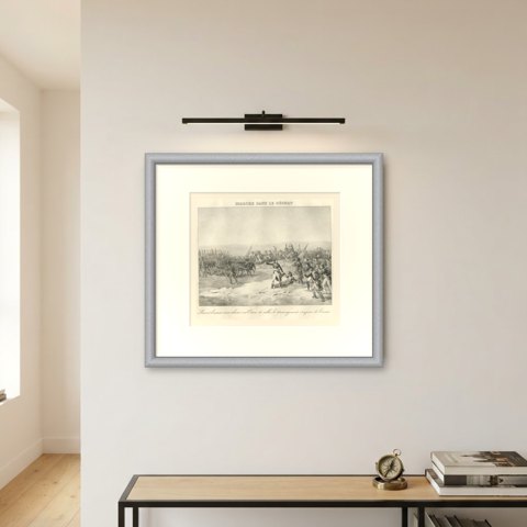 March in the Desert, Egypt, an Ocean of Sand, Antique Madou Lithograph, 1827, shown framed on a wall