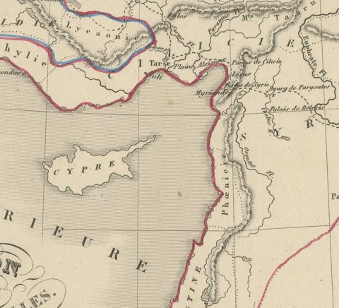 Antique Map of the March of the Ten Thousand, Xenophon Anabasis, circa 1845, close-up 5