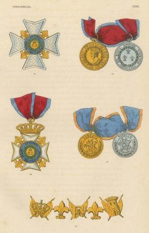 Two Sicilies, Order of Francis I Insignia, Plate XXIII, Wood Engraving, 1844