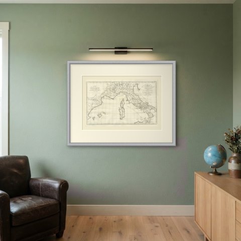 Hannibal's March into Italy, d'Anville Map for Rollin's Roman History, 1818, shown framed on a wall