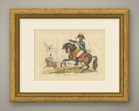 King Frederick William III Pointing from a Rearing Black Horse, 1815, shown framed