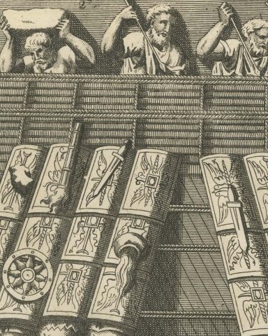 The Roman Testudo, Shield Roof Formations, Montfaucon Engraving, 1722, close-up 2
