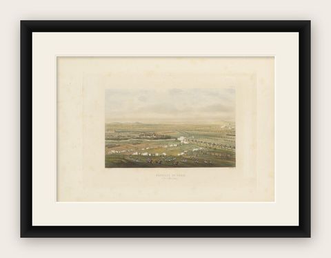 Antique Print of the Battle of Paris, circa 1860, shown framed