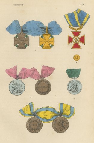 Brunswick Medals, Waterloo, Peninsula and Crosses of 1809, Plate XVIII, 1844