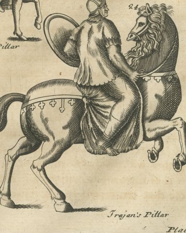 Roman Swords, Spearheads and Cavalry from Trajan's Column, Montfaucon, 1722, close-up 2
