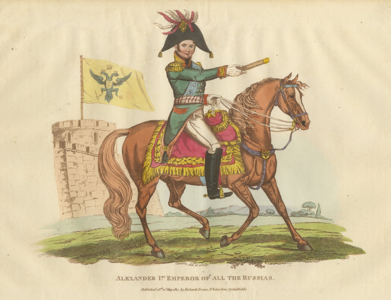 Tsar Alexander I with Telescope Before a Double Eagle Flag, 1815