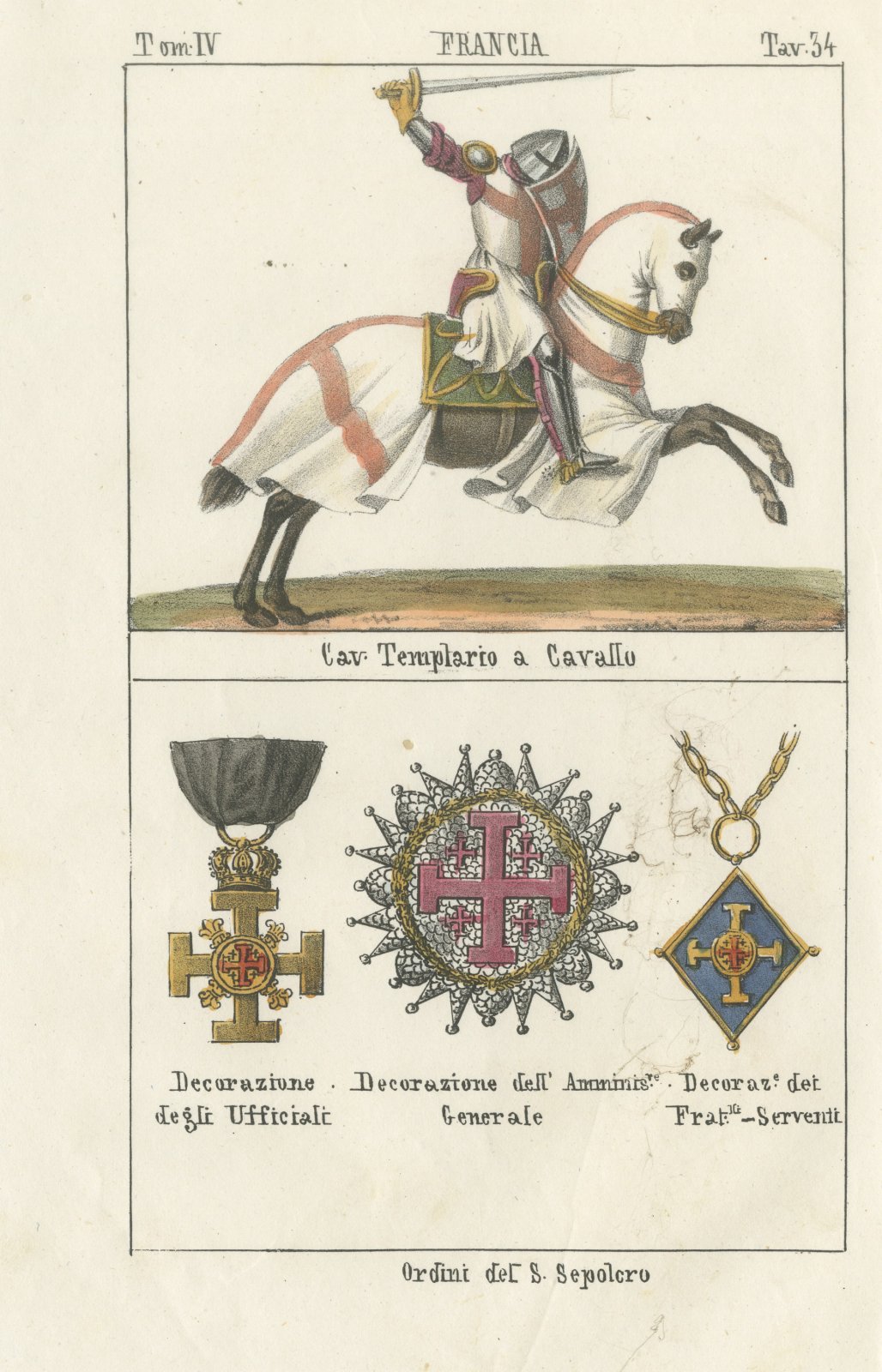 Knight Templar on Horseback and Badges of the Holy Sepulchre, 1842