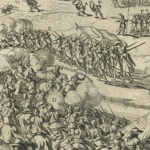 The Aftermath of Battle for Oudenaarde in the Eighty Years' War Engraved in 1632, close-up 4