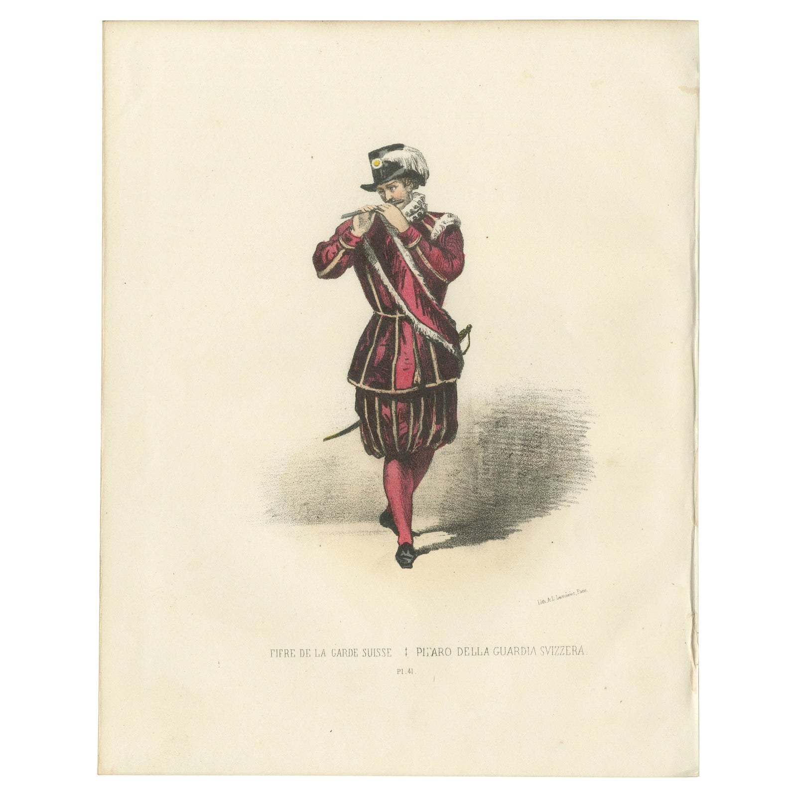 The Piper of the Swiss Guard: Handcolored Print, Plate 41, 1862
