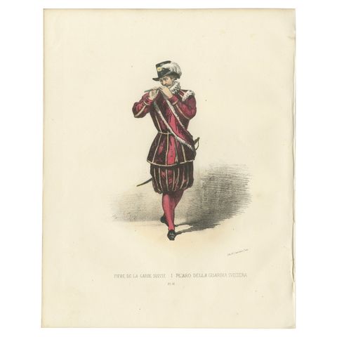 The Piper of the Swiss Guard: Handcolored Print, Plate 41, 1862