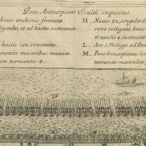 The Duke of Parma's Pontoon Bridge in The Siege of Antwerp, 1632, close-up 3