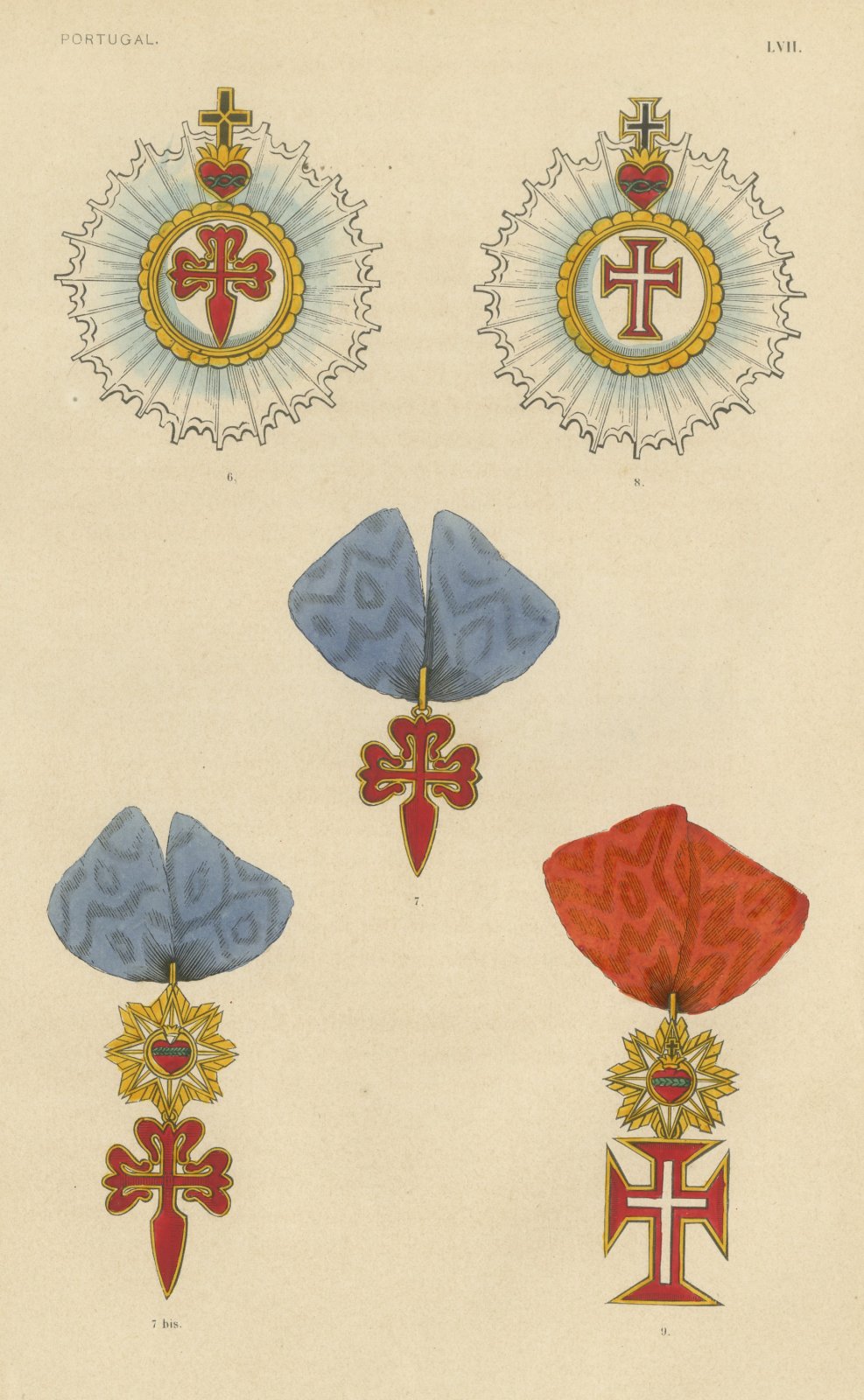 Orders of Portugal, Orders of Christ and Santiago, Plate LVII, 1844