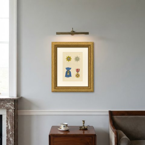 Orders of Russia, White Eagle and Saint Stanislaus Insignia, Plate LXVII, 1844, shown framed on a wall