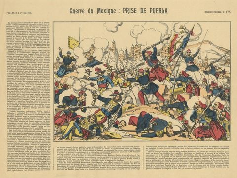 Battle of Puebla, French Intervention in Mexico, Épinal Print, 1863, close-up 1