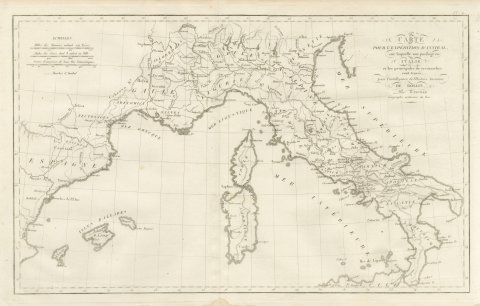 Hannibal's Expedition into Italy with His Marches Traced, d'Anville, 1818
