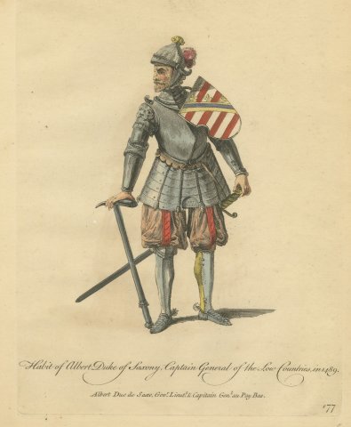 Albert Duke of Saxony in Armor with Shield and Sword, Costume of 1489, 1757