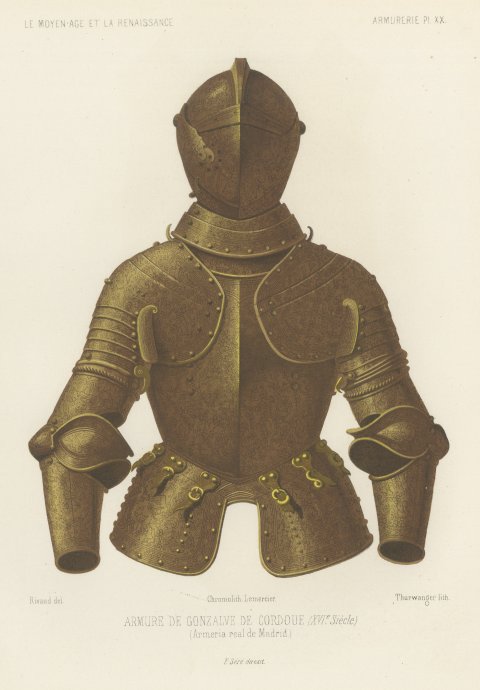 Armor of Gonzalo de Córdoba, Madrid Armory, Antique Print, 1851