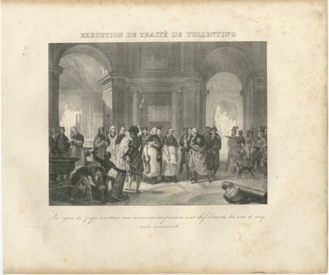 Treaty of Tolentino, the Pope's Masterpieces, Antique Madou Lithograph, 1827, view 2