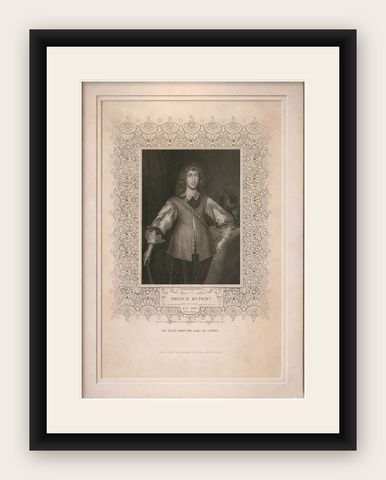 Antique Portrait Prince Rupert, English Civil War Commander, c.1850, shown framed
