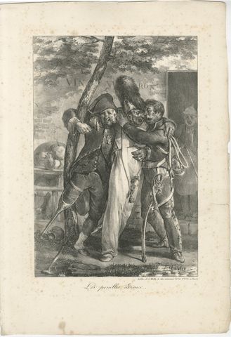 Les pénibles adieux, Charlet Napoleonic Soldiers Lithograph, c.1825, view 2