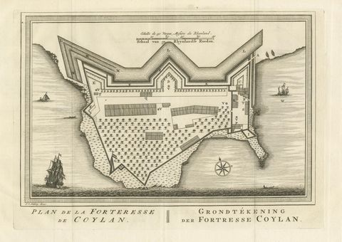 Antique Print of the Fort of Kollam, Kerala, India, view 3