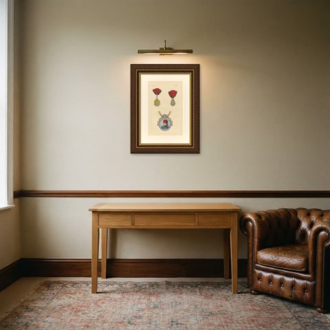Orders of Turkey, Jeweled Badges and Portrait Medallion, Plate LXXXIV, 1844, shown framed in a room