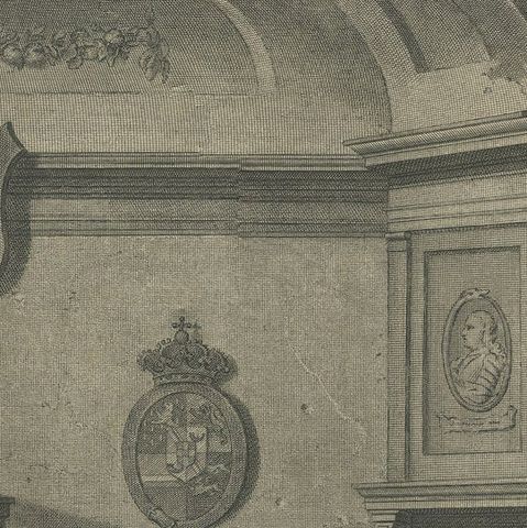 Fine Engraving Depicting an Officer's Mess in the Low Countries, 'Holland', 1754, close-up 1