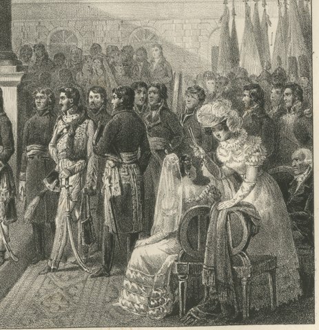 Reception by the Directory, Campo Formio, Antique Madou Lithograph, 1827, close-up 2