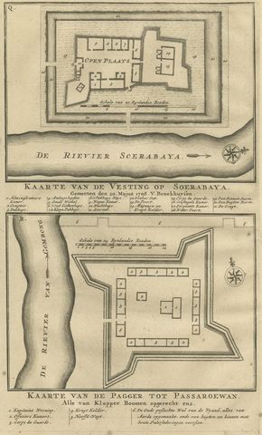 Antique Print of the Fortress on Surabaya and Pasuruan by Valentijn, 1726, view 2