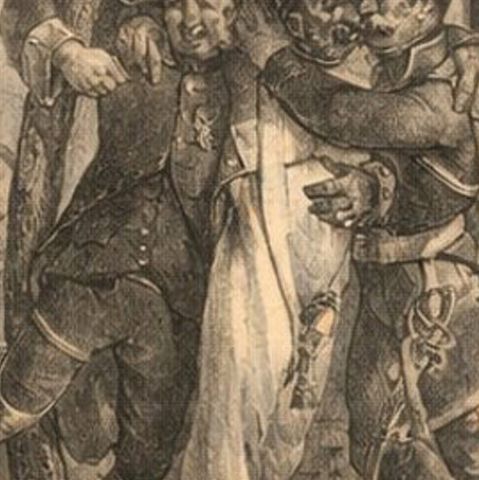 Les pénibles adieux, Charlet Napoleonic Soldiers Lithograph, c.1825, close-up 4