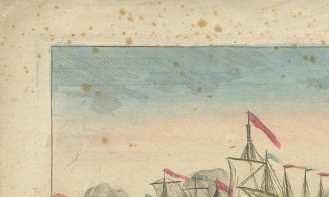 Venetian Naval Battle Print, Rare Optical Vue of Venice versus Turks, c.1770, close-up 5