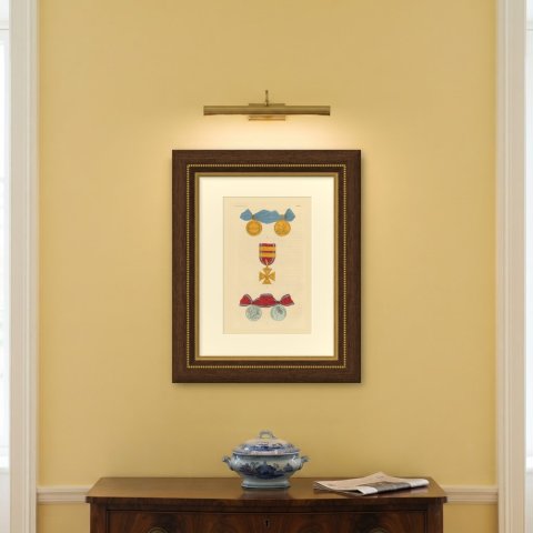 Great Britain, Waterloo and Peninsula Medals, Plate XXXVI, Wood Engraving, 1844, shown framed on a wall