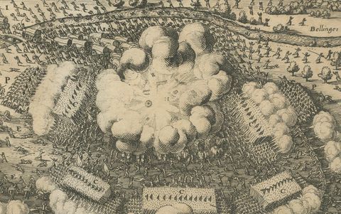Battle of Wimpfen, 1622: Engraving by Matthäus Merian (ca. 1645), close-up 1