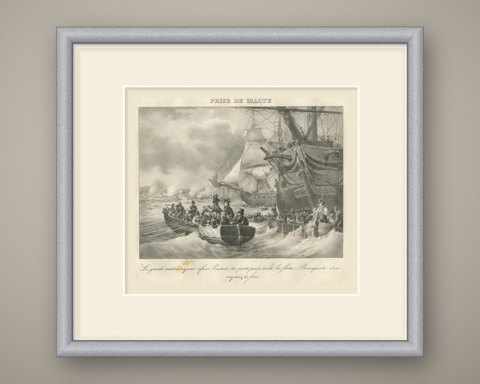 The Taking of Malta, Grand Master Refuses, Antique Madou Lithograph, 1827, shown framed