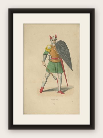 Vigilance in Arms: A Renaissance Infantryman Prepared for Battle, 1847, shown framed